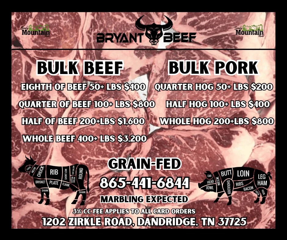 Bulk Beef Bryant Beef Tennessee Beef, Jerky, Smoked Dog Treats