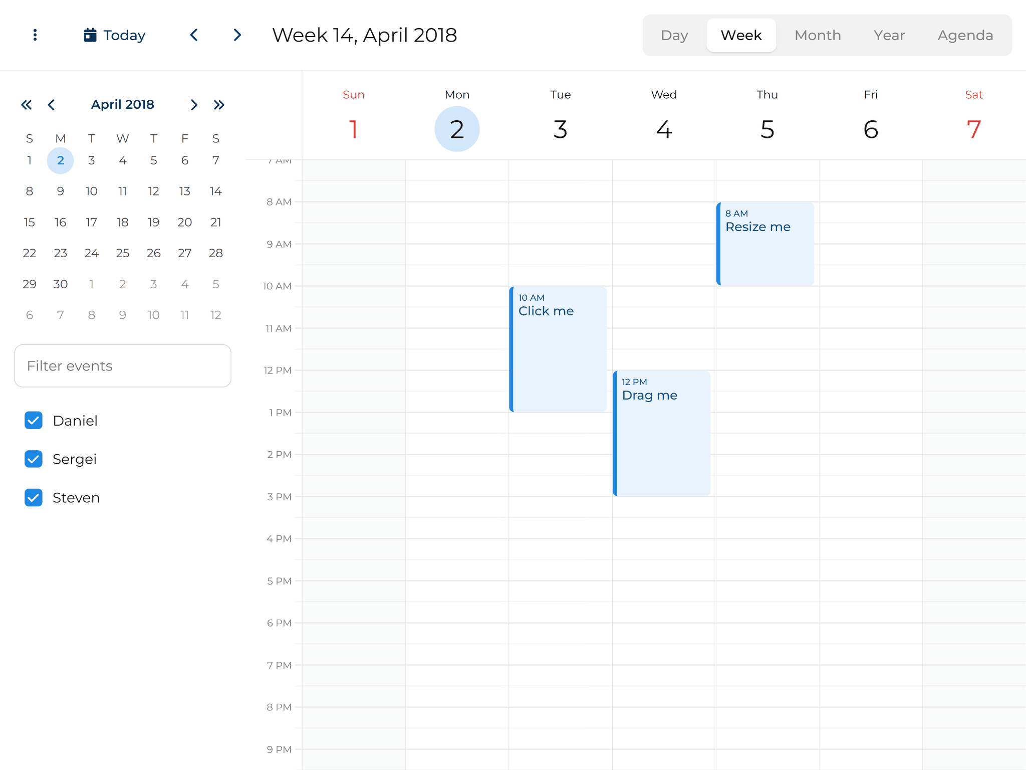 Bryntum Calendar  Components demo
