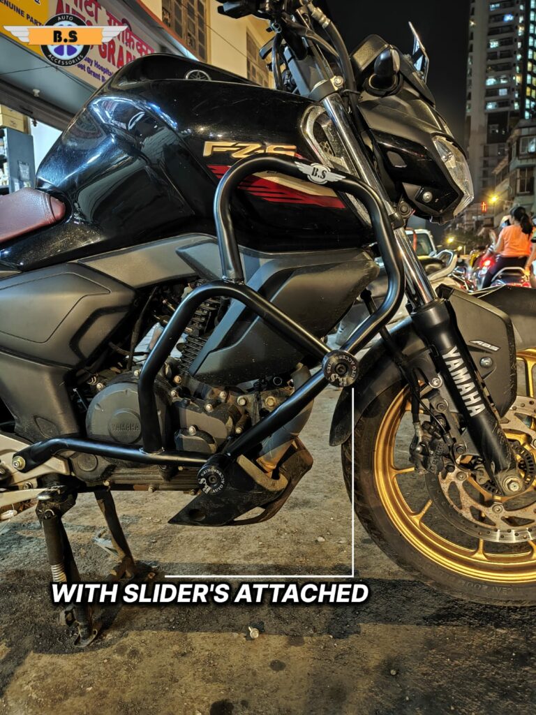 FZ V3 SLIDER CRUSH GUARD IN STAINLESS STEEL BLACK POWDER COATED Bs