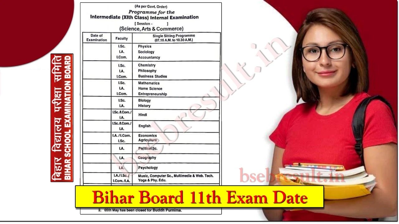 Final BSEB Bihar Board 11th Exam Date 2024 Arts ISc