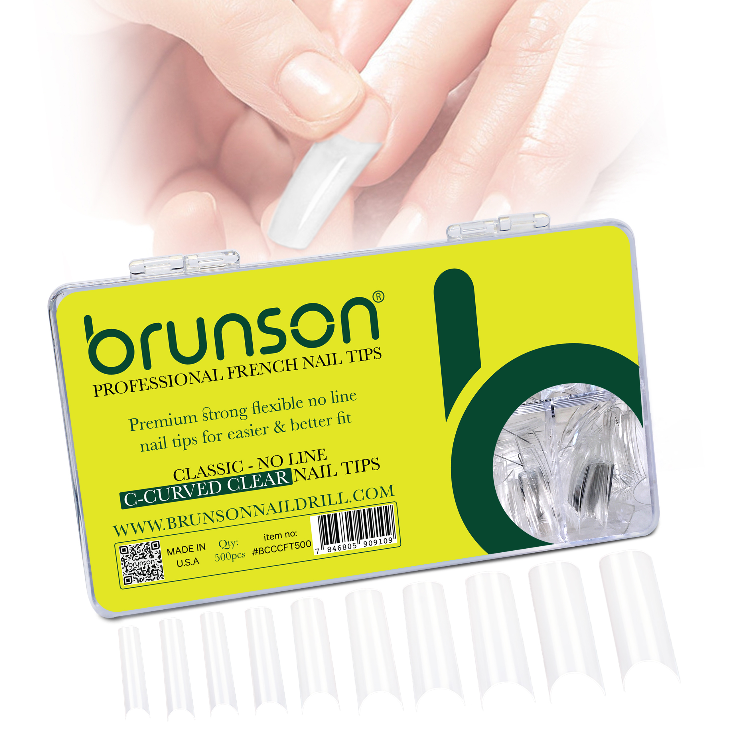 French Nail Tips 500pcs, Classic No line C Curved Nail Tips BCCCFT500