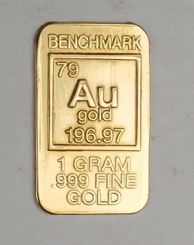 Gold One Gram Elemental Bar Pure 24 Carat Gold 1 Gram .999 Pure 24 Carat Gold Bullion