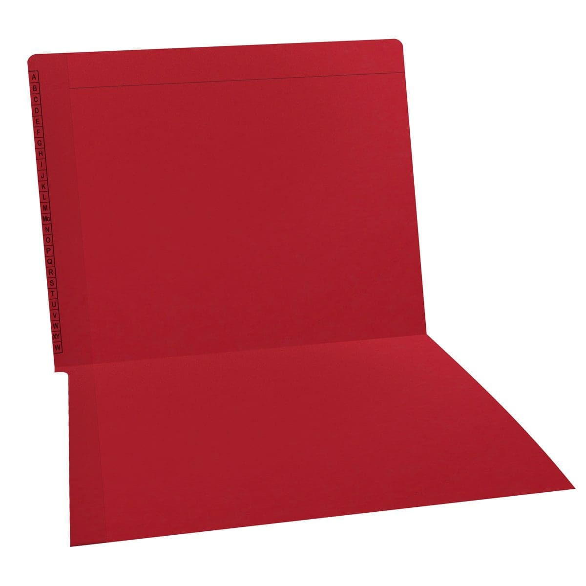 Red Kardex Match Letter Size Reinforced Top and End Tab Folder with AZ Scale Printed on Left