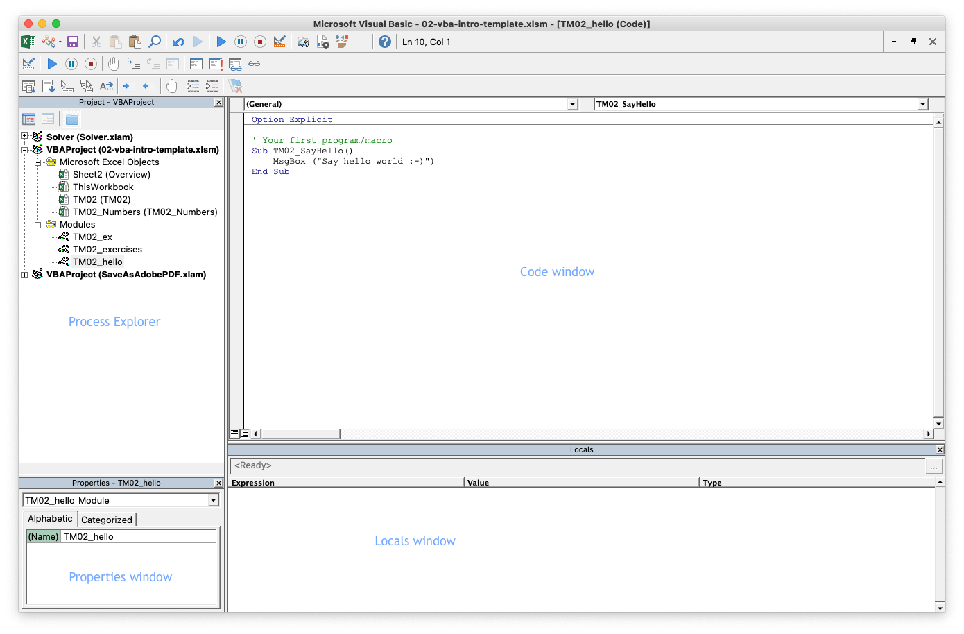 Module 2 An introduction to VBA Tools for Analytics (TFA)