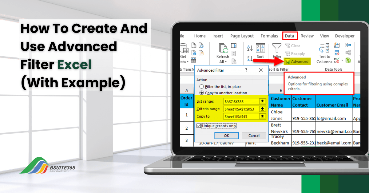 How To Create And Use Advanced Filter Excel BSUITE365