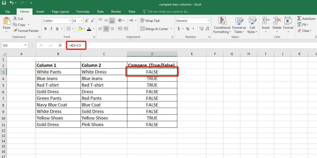 How to Compare Two Columns in Excel4 Methods BSuite365