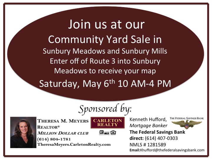Yard Sale in Sunbury Mills and Sunbury Meadows Sponsored by CARLETON