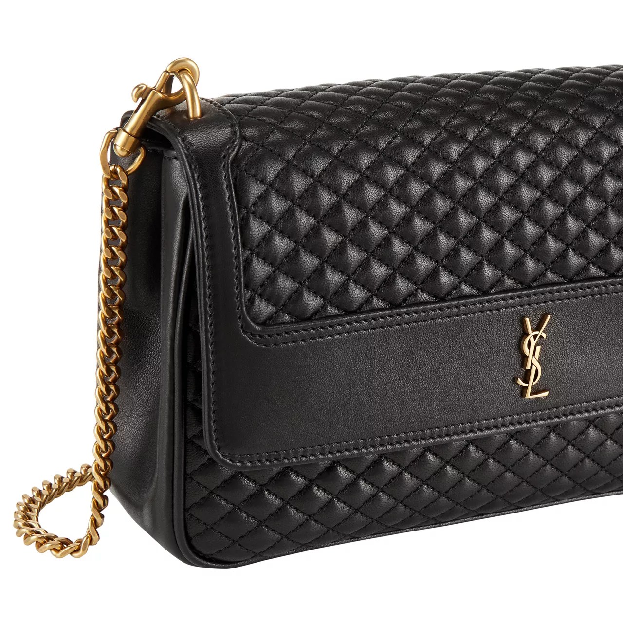 SAINT LAURENT Victoire Quilted Leather Chain Bag