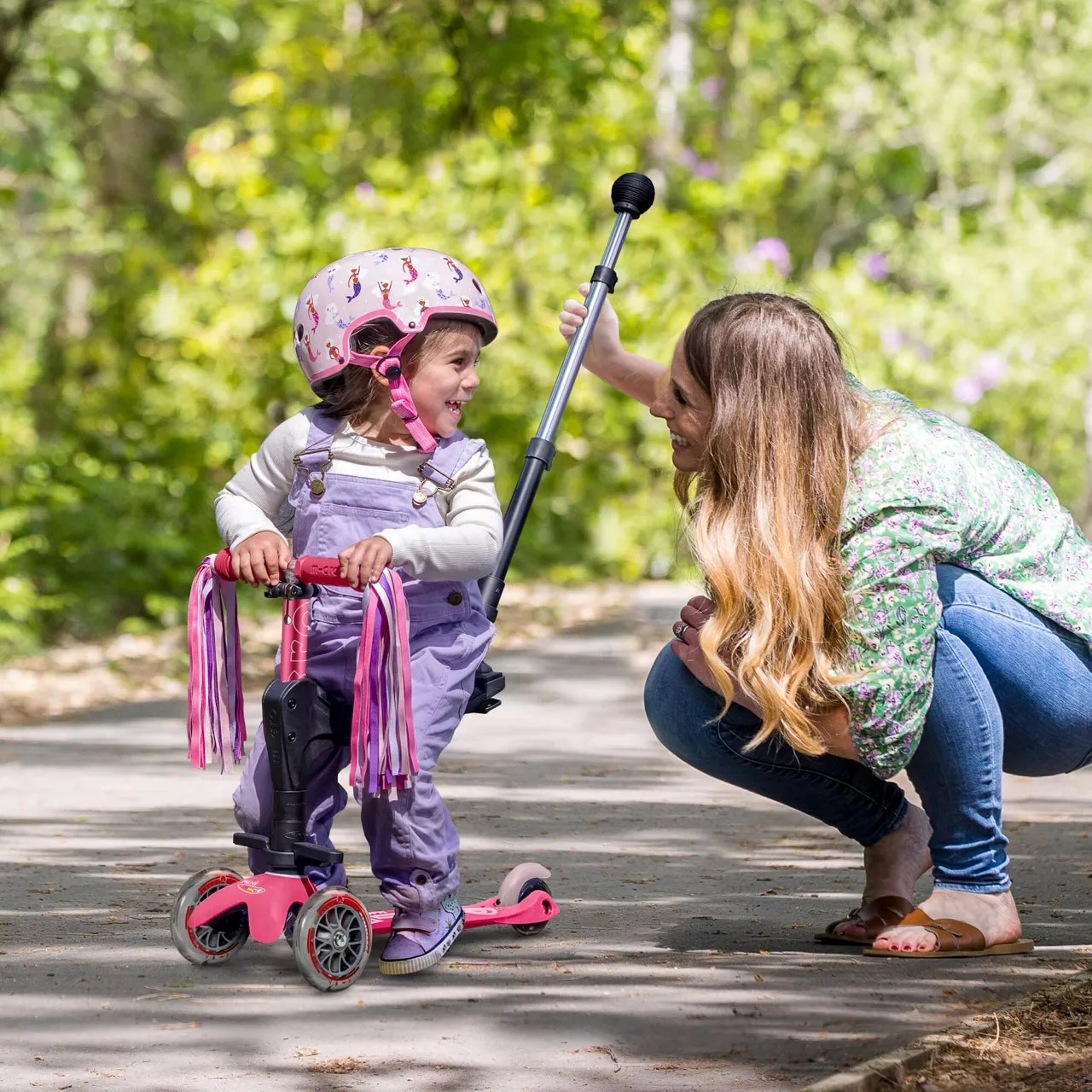 Girls Mini Micro 3in1 Deluxe Push Along Scooter