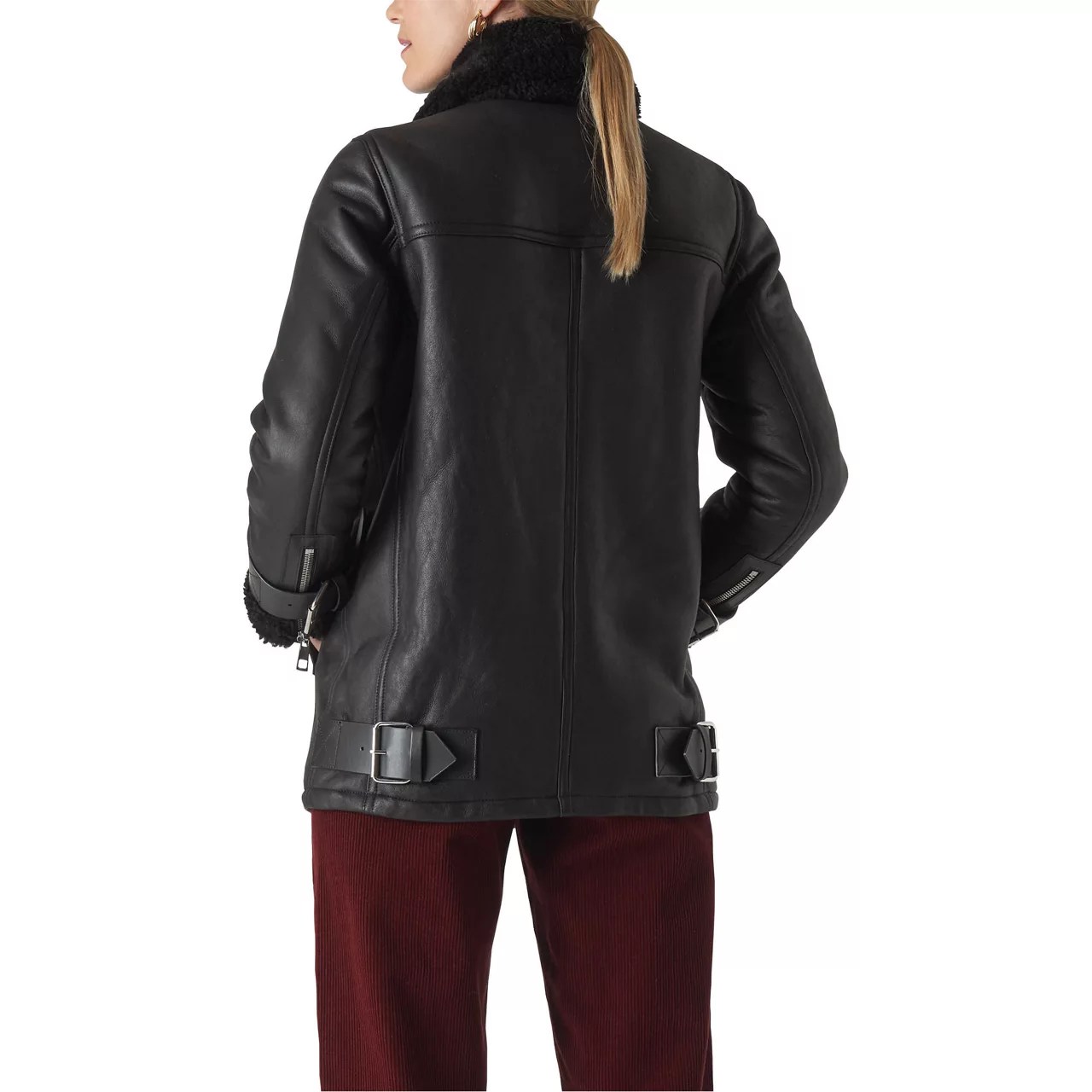 WHISTLES Shearling Brianna Biker Jacket