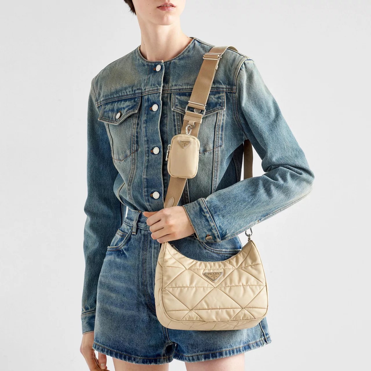 PRADA ReNylon Padded Hobo Crossbody Bag