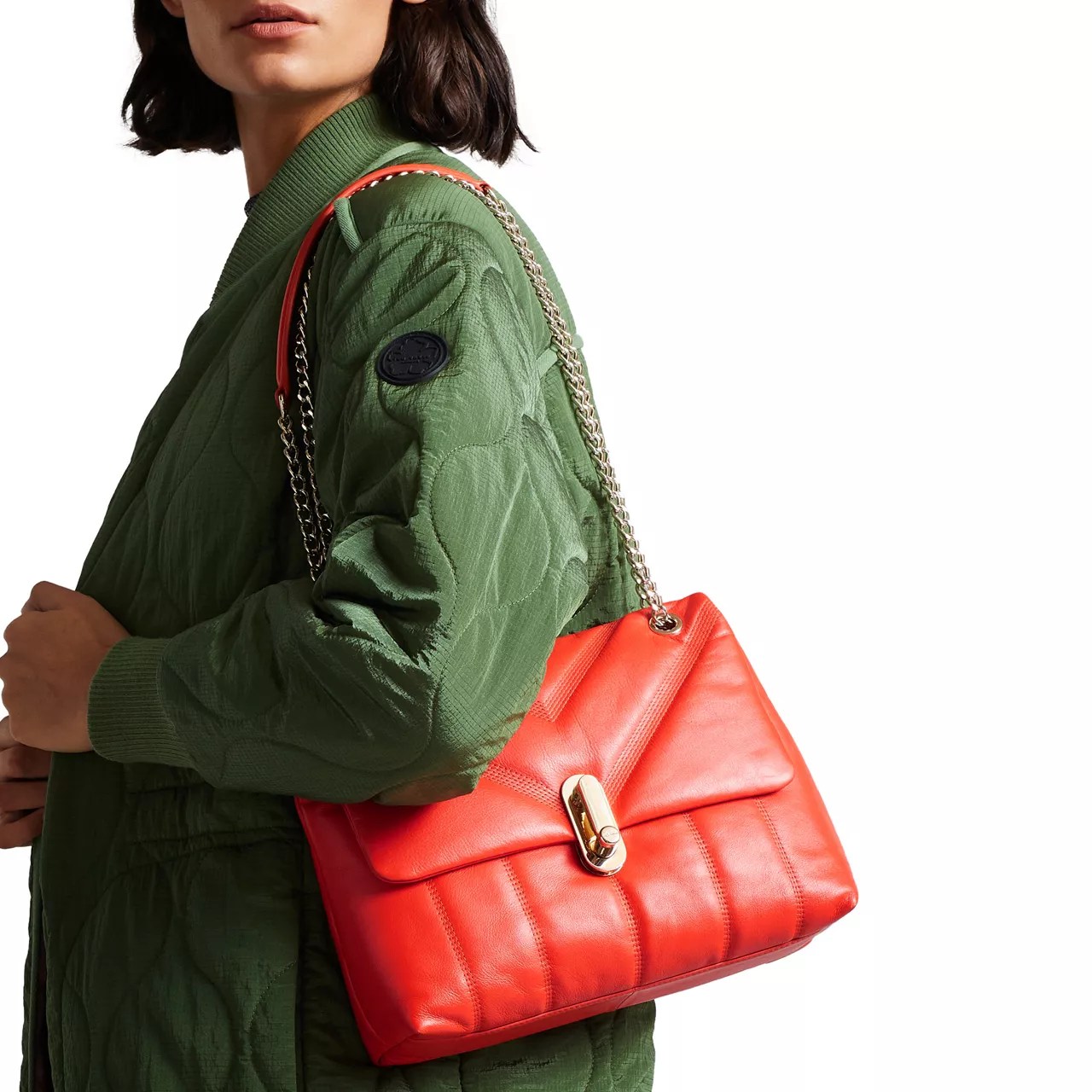 Ayahlin Leather Puffer Quilted Crossbody Bag