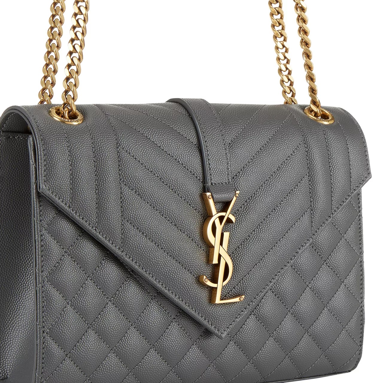 SAINT LAURENT Envelope Medium Quilted Leather Bag