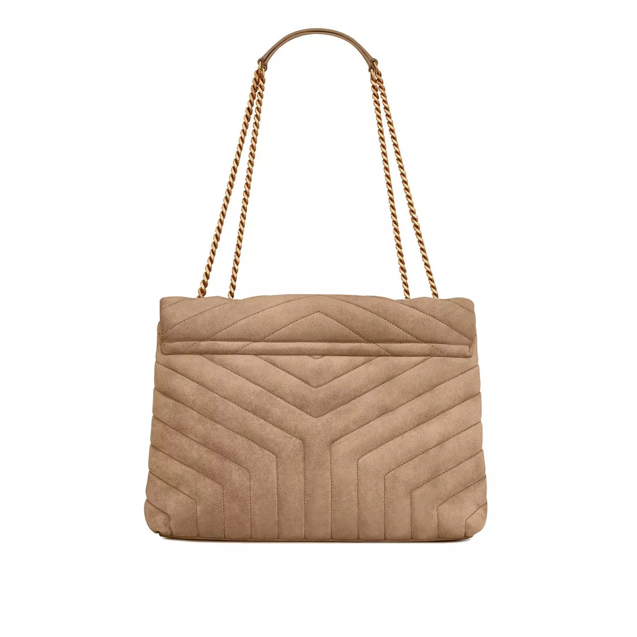 SAINT LAURENT Lou Lou Medium Quilted Suede Shoulder Bag