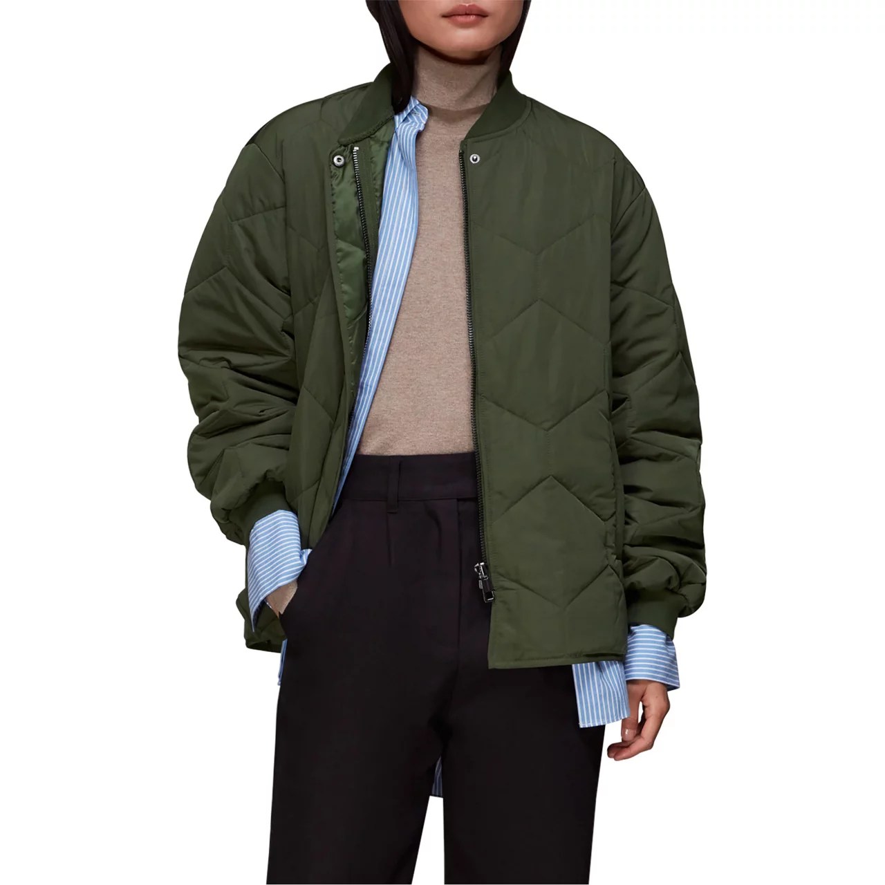 WHISTLES Ida Short Quilted Coat