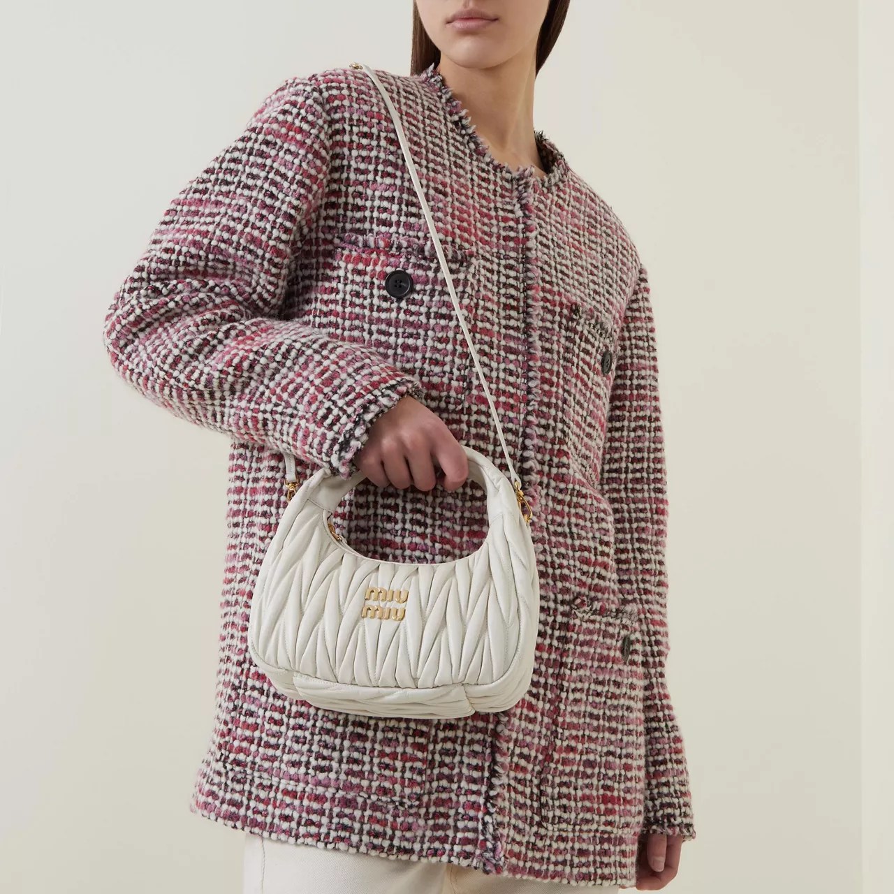 MIU MIU Wander Matelassé Nappa Leather Mini Hobo Bag