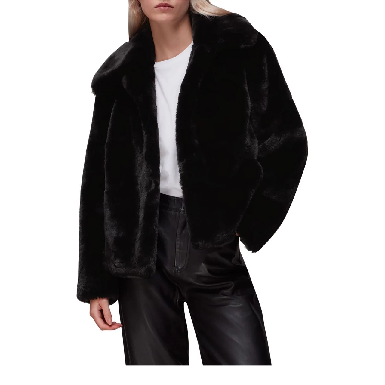 WHISTLES Drew Faux Fur Coat