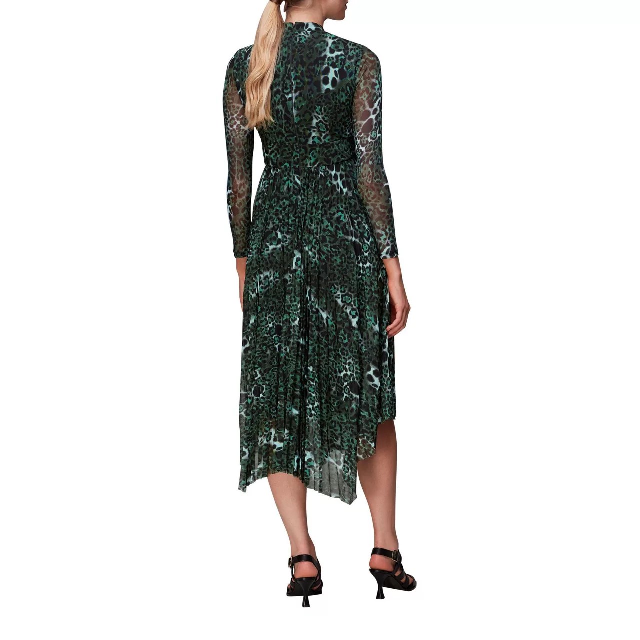 WHISTLES Night Cat Pleated Mesh Dress