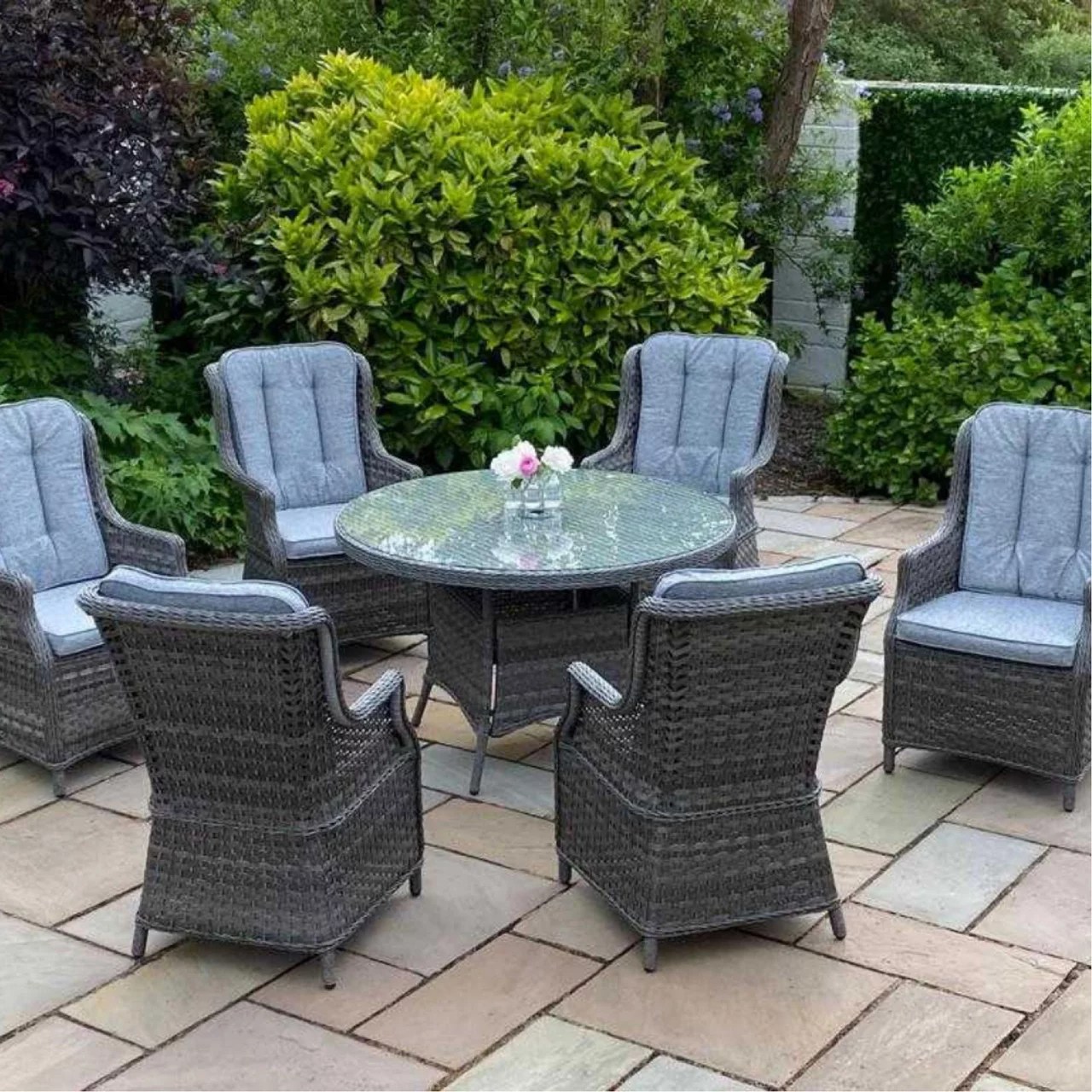 Boston 6 Seater Round Dining Set Dark Grey
