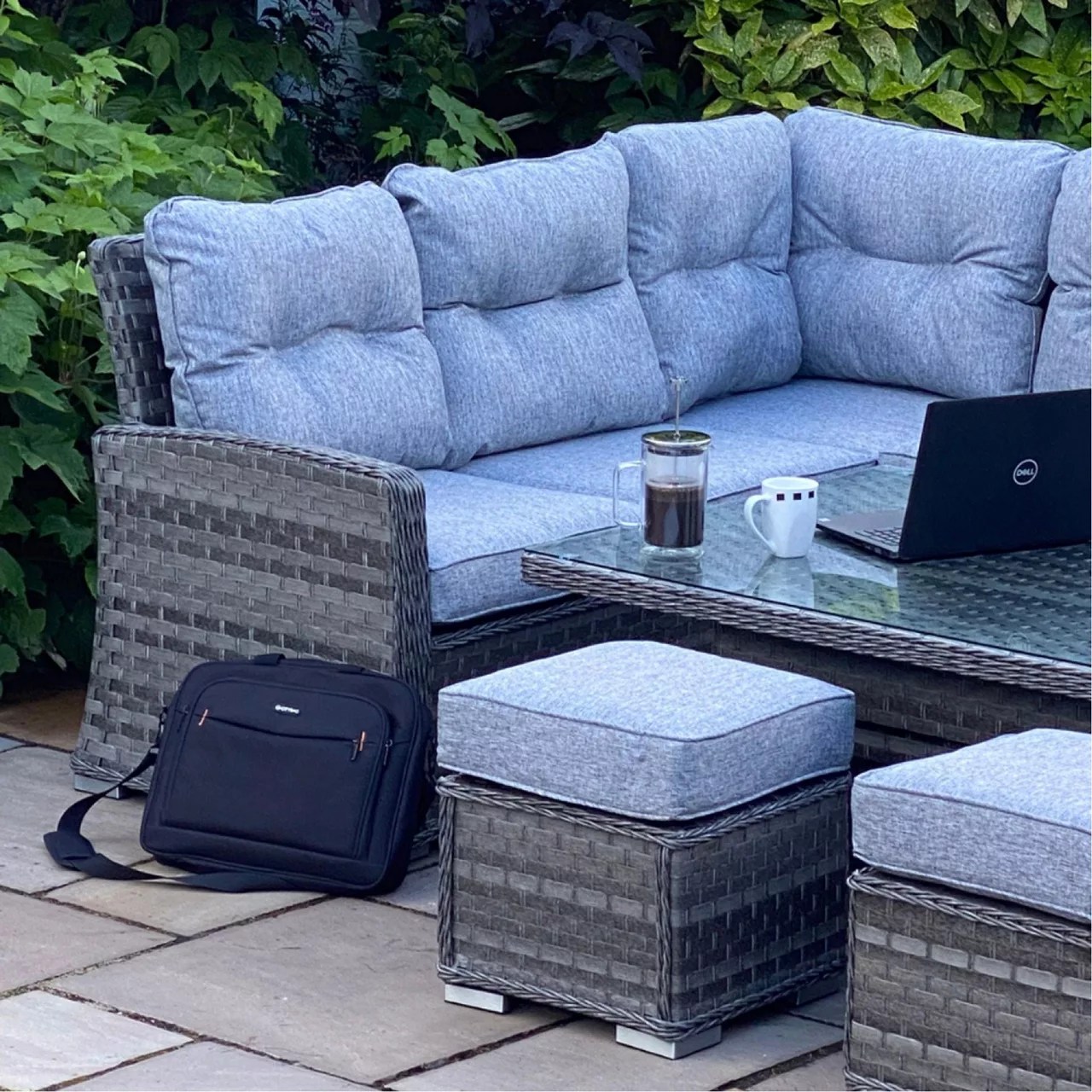 Boston Casual Dining Set with Rising Table Dark Grey