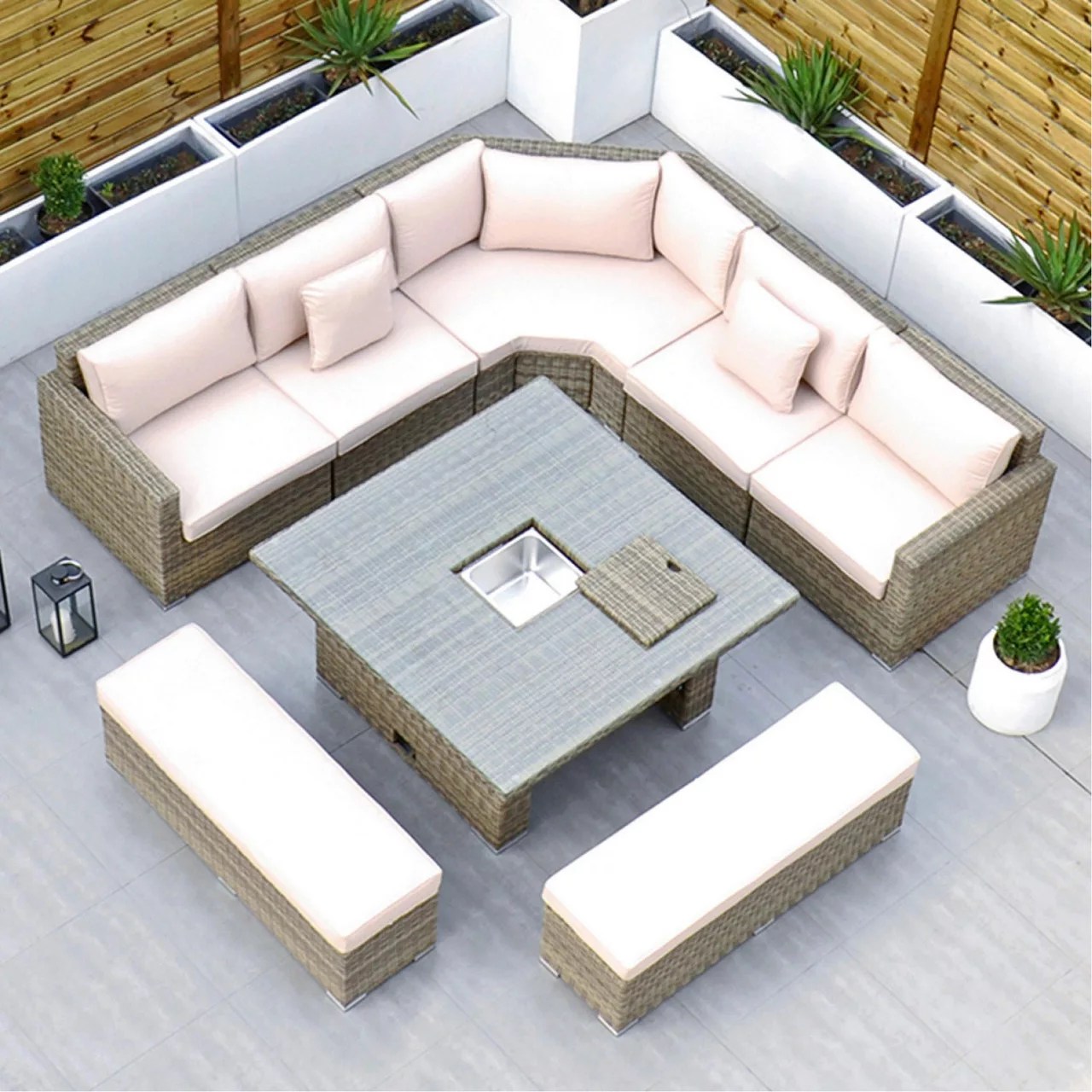 RATHWOOD RW Extra Long Corner Sofa Set with Rising Table