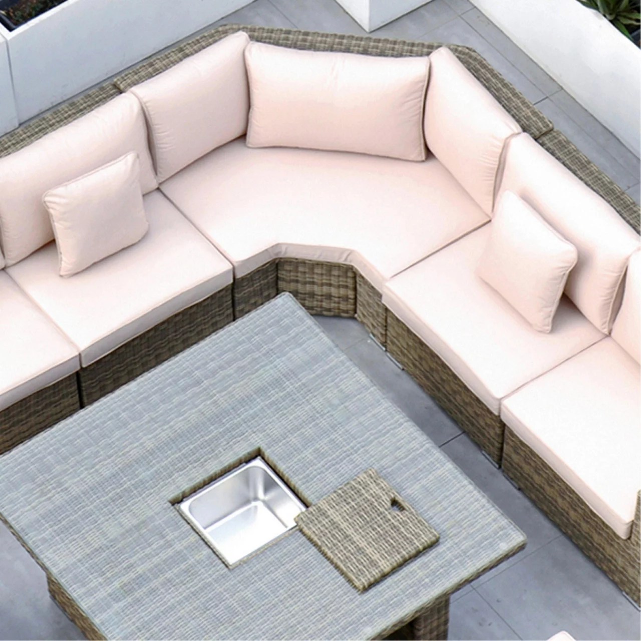 RATHWOOD RW Extra Long Corner Sofa Set with Rising Table