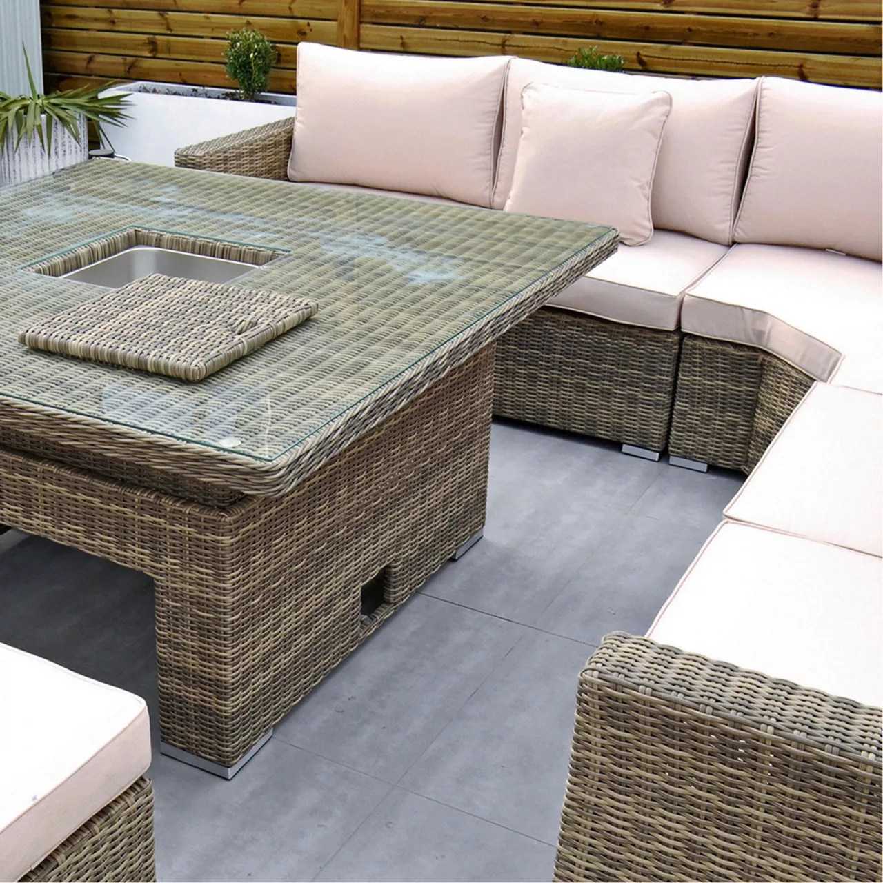 RATHWOOD RW Extra Long Corner Sofa Set with Rising Table