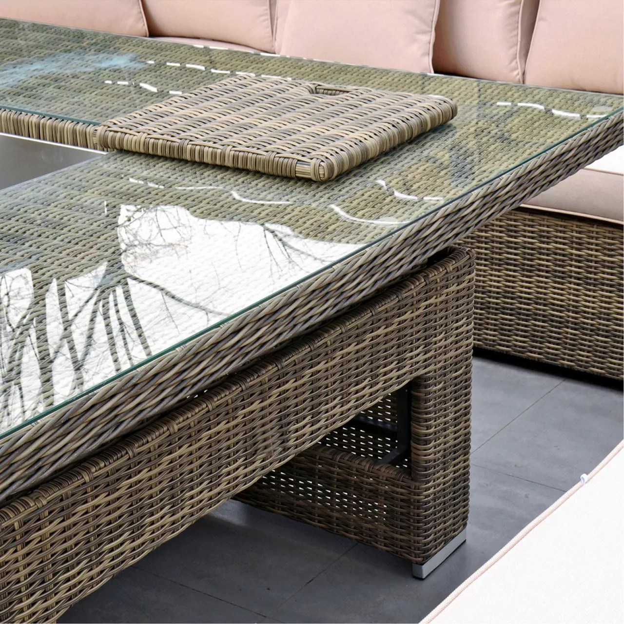 RATHWOOD RW Extra Long Corner Sofa Set with Rising Table