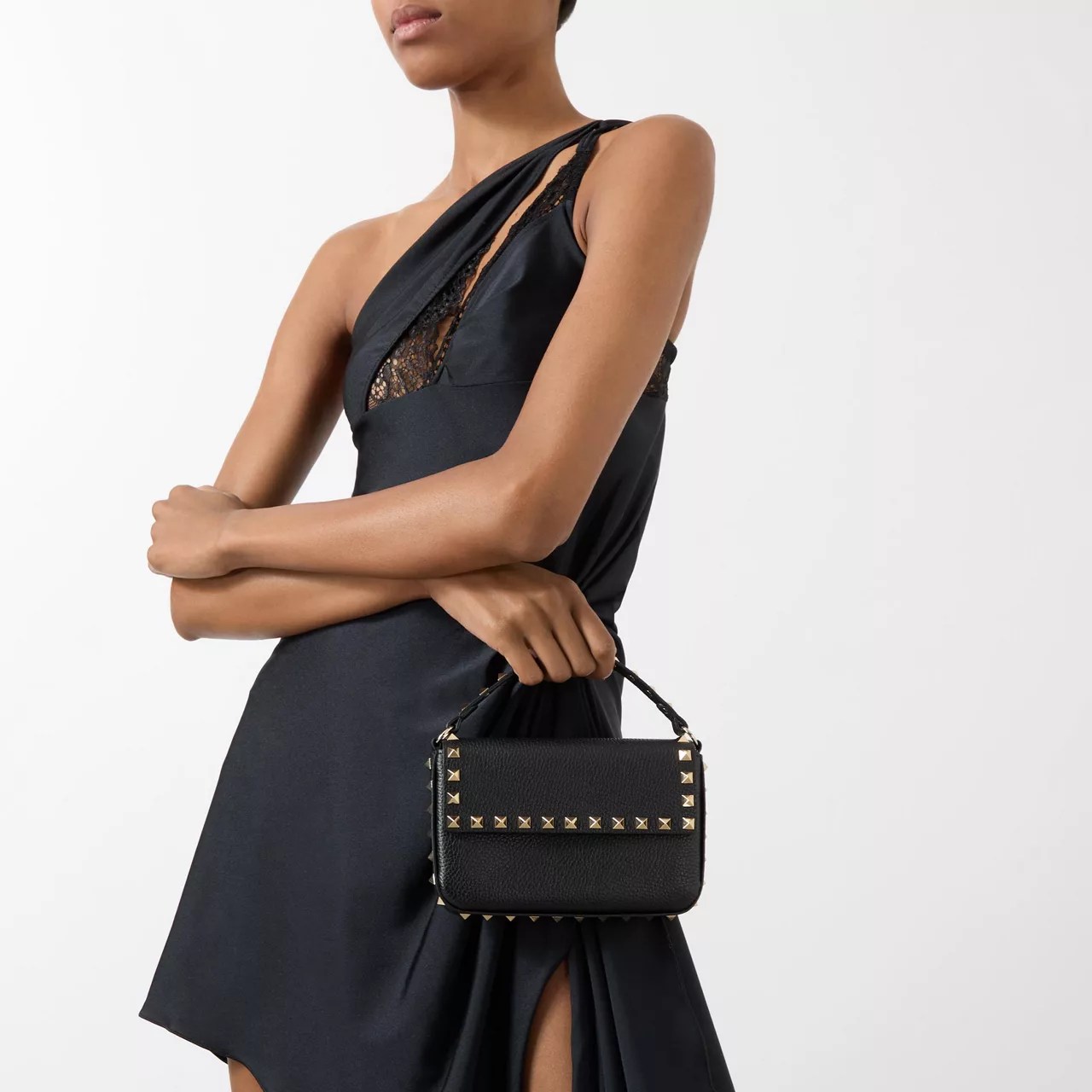 VALENTINO GARAVANI Rockstud Leather Top Handle Bag