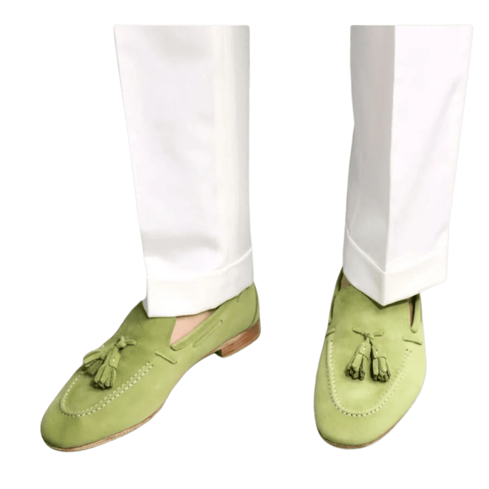 Green Comfort Cow Suede Leather Goodyear Flat Bottom B Tailored