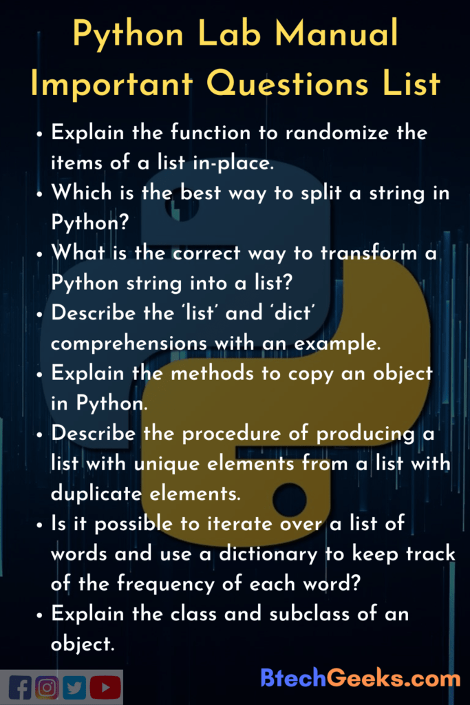 Python Lab Manual Notes and Study Material PDF Free Download BTech Geeks