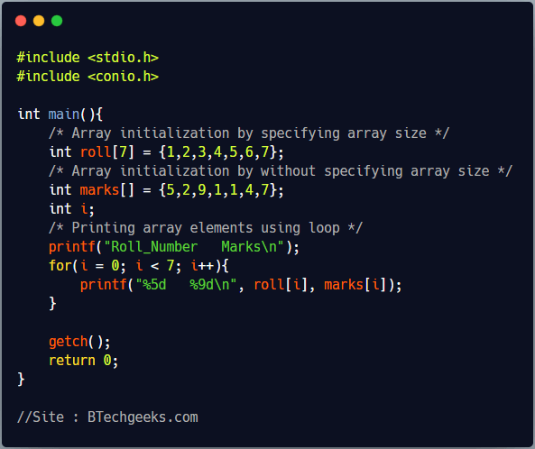 Array Initialization in C Programming BTech Geeks
