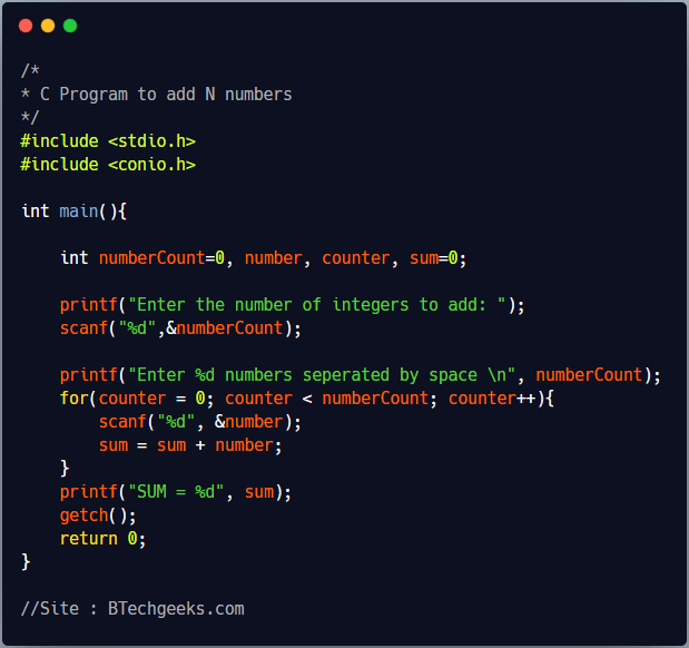 C Program to Find the Sum of First N Natural Numbers BTech Geeks