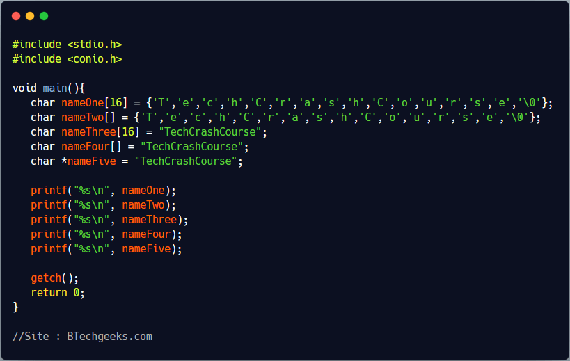 String in C Programming BTech Geeks