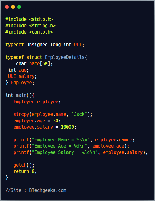 Typedef in C Programming BTech Geeks