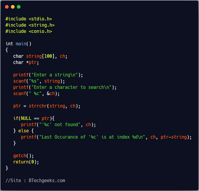 strrchr C Library Function BTech Geeks
