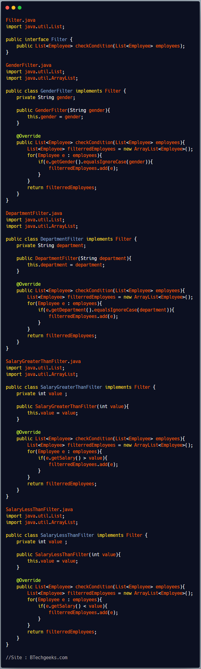 Filter Design Pattern BTech Geeks