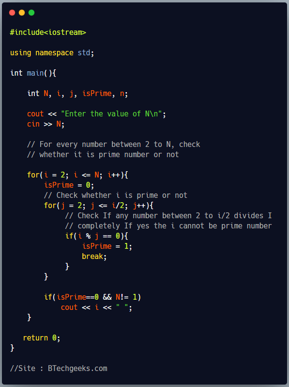 C++ program to find prime number between 1 and 100 C++ Program to