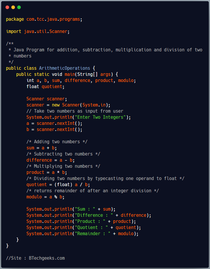 Subtraction in java Java Program for Addition Subtraction Multiplication and Division of Two