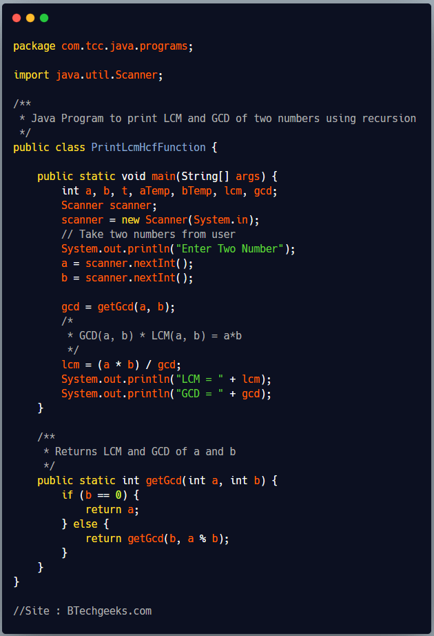 Java lcm Java Program to Find LCM and GCD of Two Numbers BTech Geeks