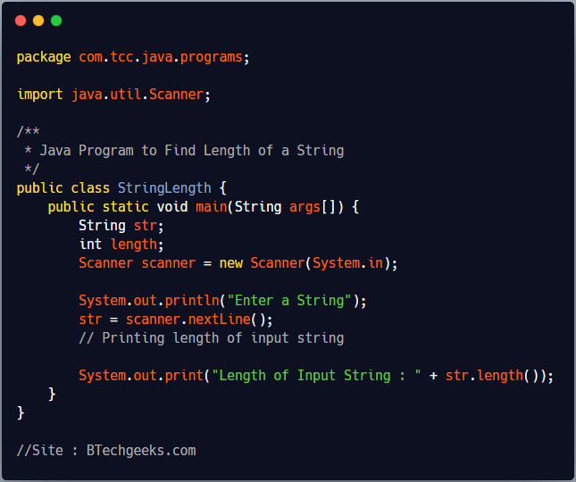 Find length of string java Java Program to Find Length of a String