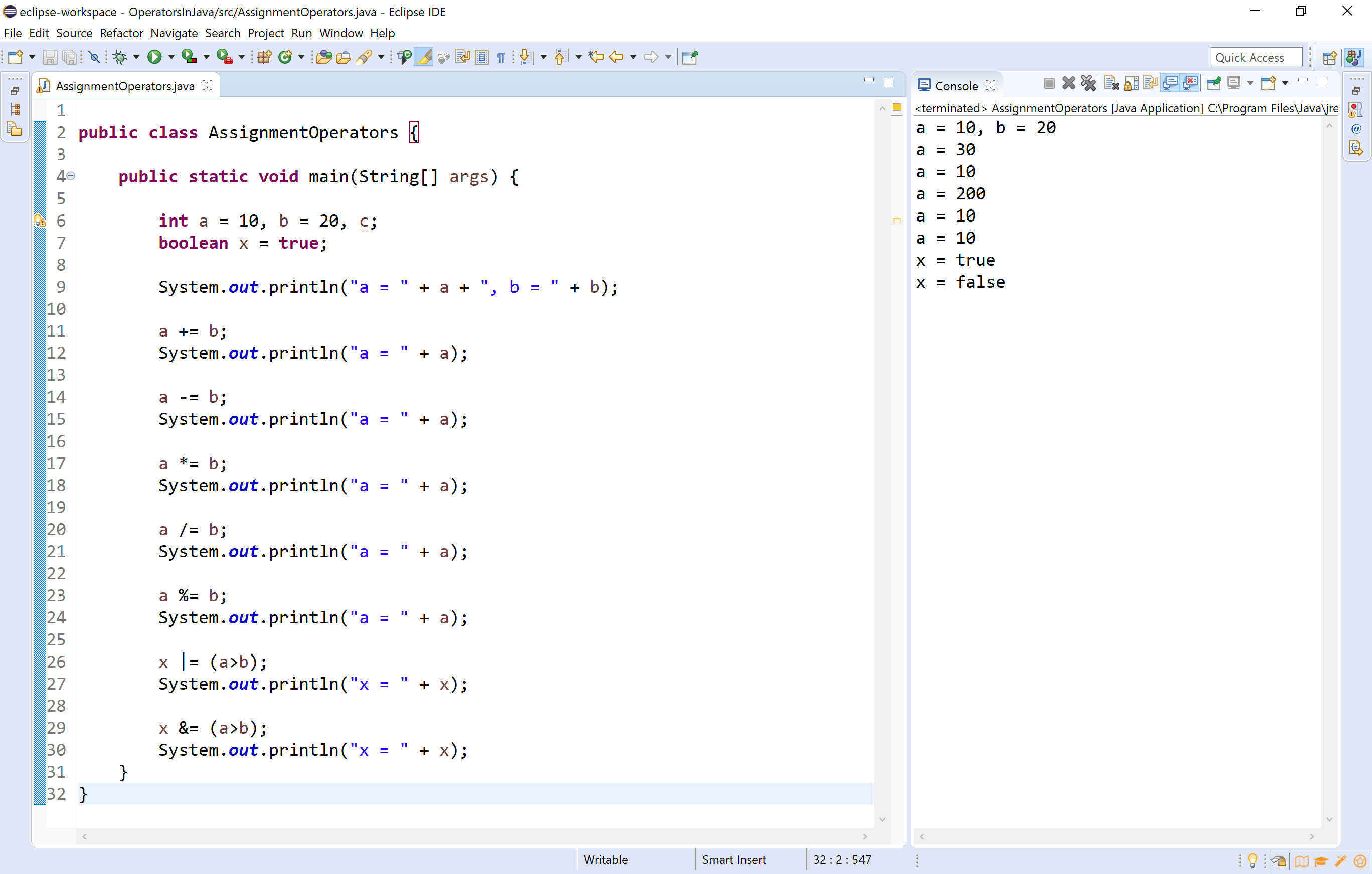 Java Tutorials Operators