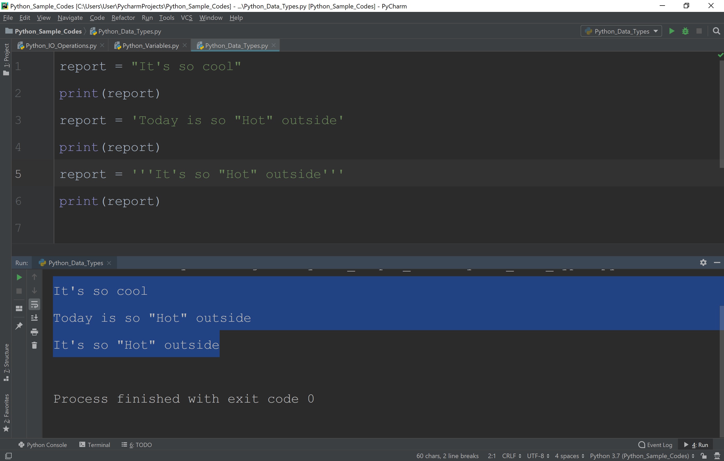 Python Tutorials Data types integer, floating point, string, list