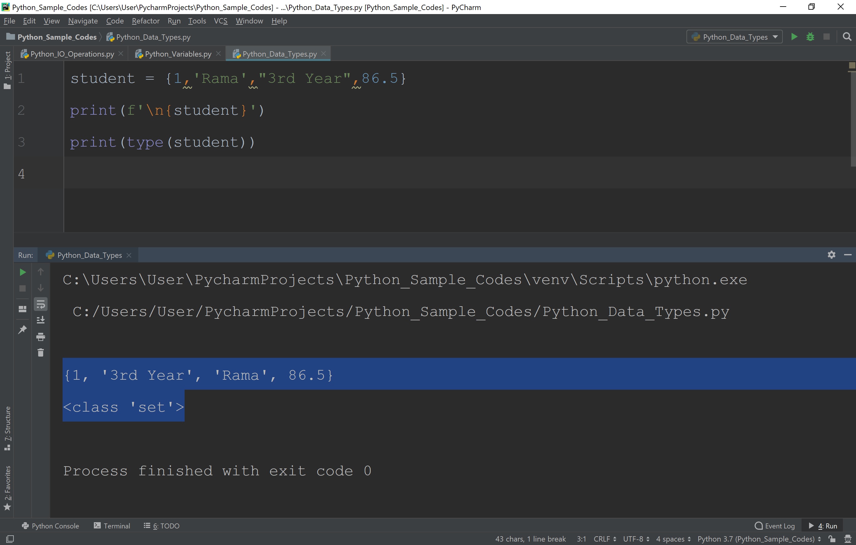 Python Tutorials Data types integer, floating point, string, list