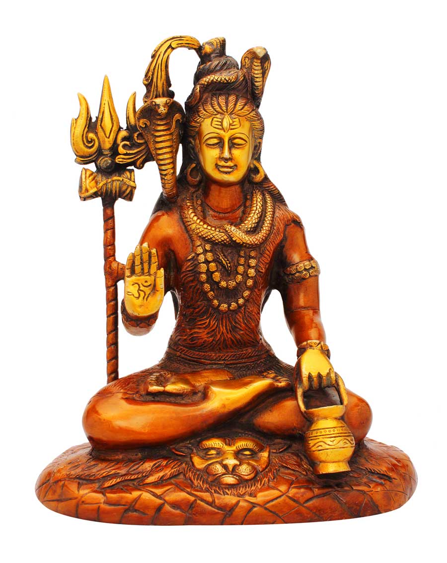 Brass hindu god lord shiva statue antique religious sculpture fine art 10"