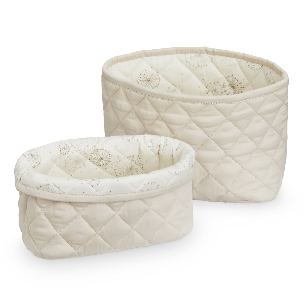 Quilted Storage Basket, Set of Two OCS Light Sand Bubbleeboo