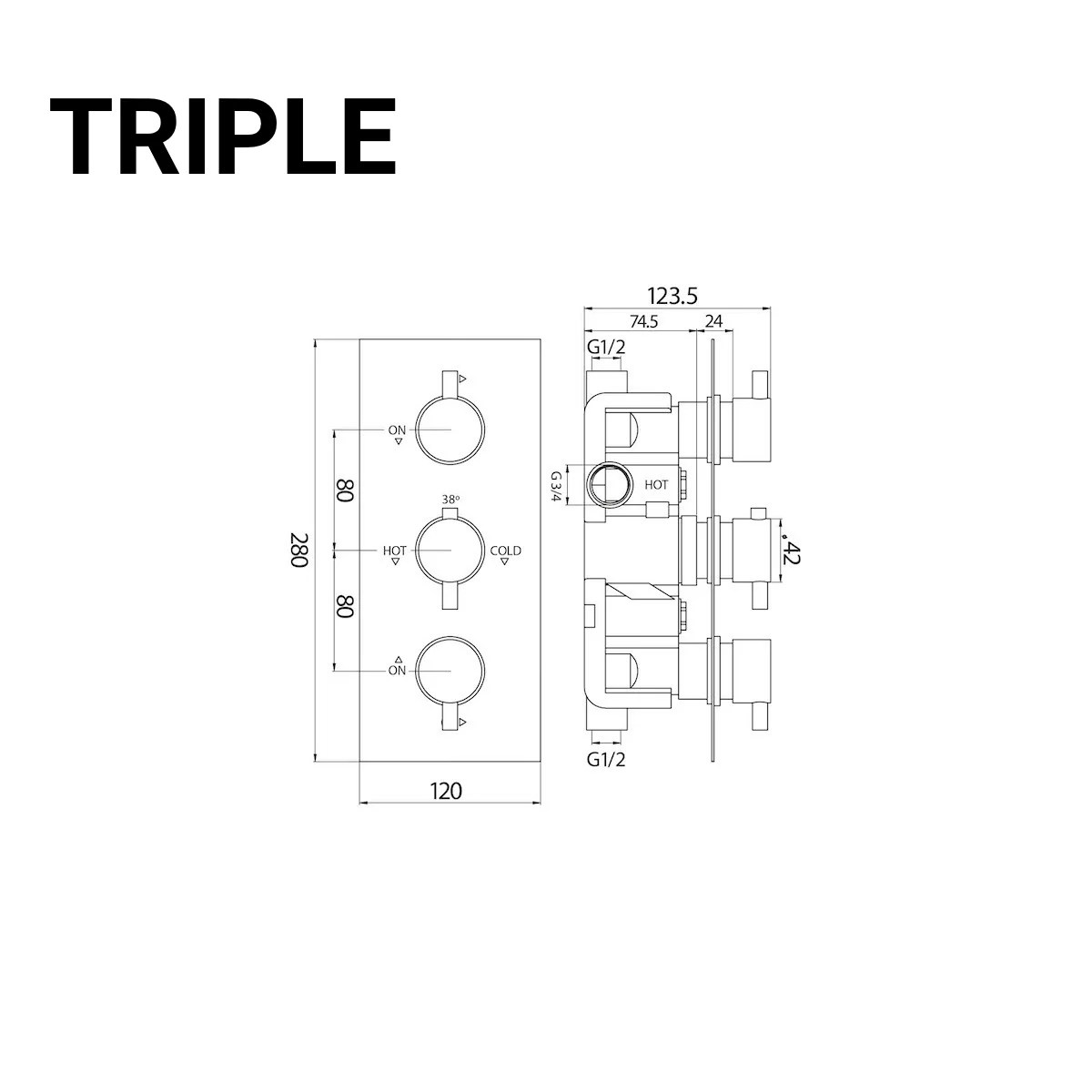 Chrome Oval Handle Thermostatic Concealed Shower Valve – Bubbles