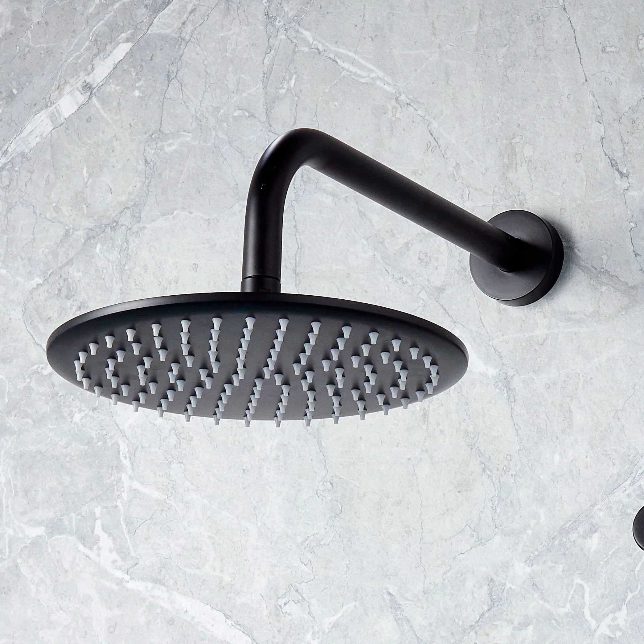 Stainless Steel Black Shower Wall Arm Bubbles Showers and Bathrooms