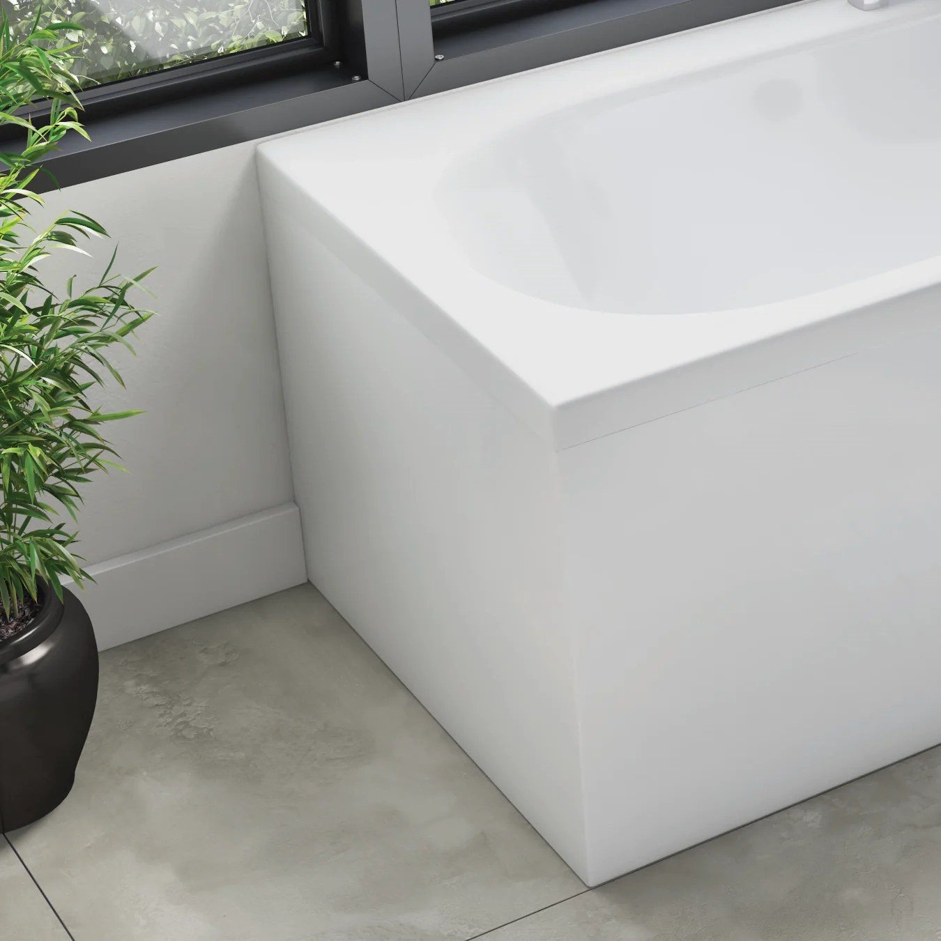 Waterproof White Gloss Bath Side Panel & End Panel Bubbles Showers and Bathrooms