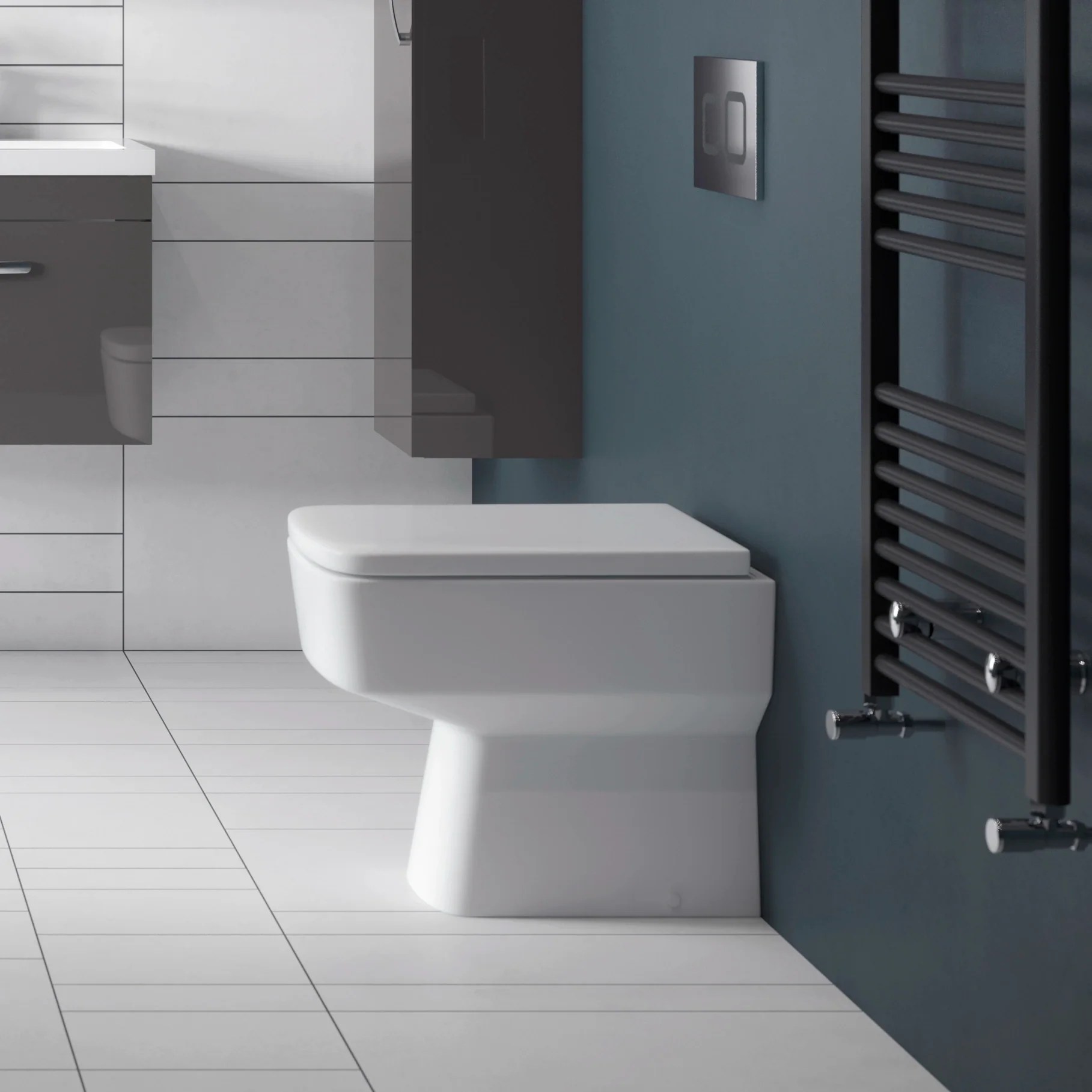 Hudson Reed Bliss Square Back to Wall Pan Bubbles Showers and Bathrooms